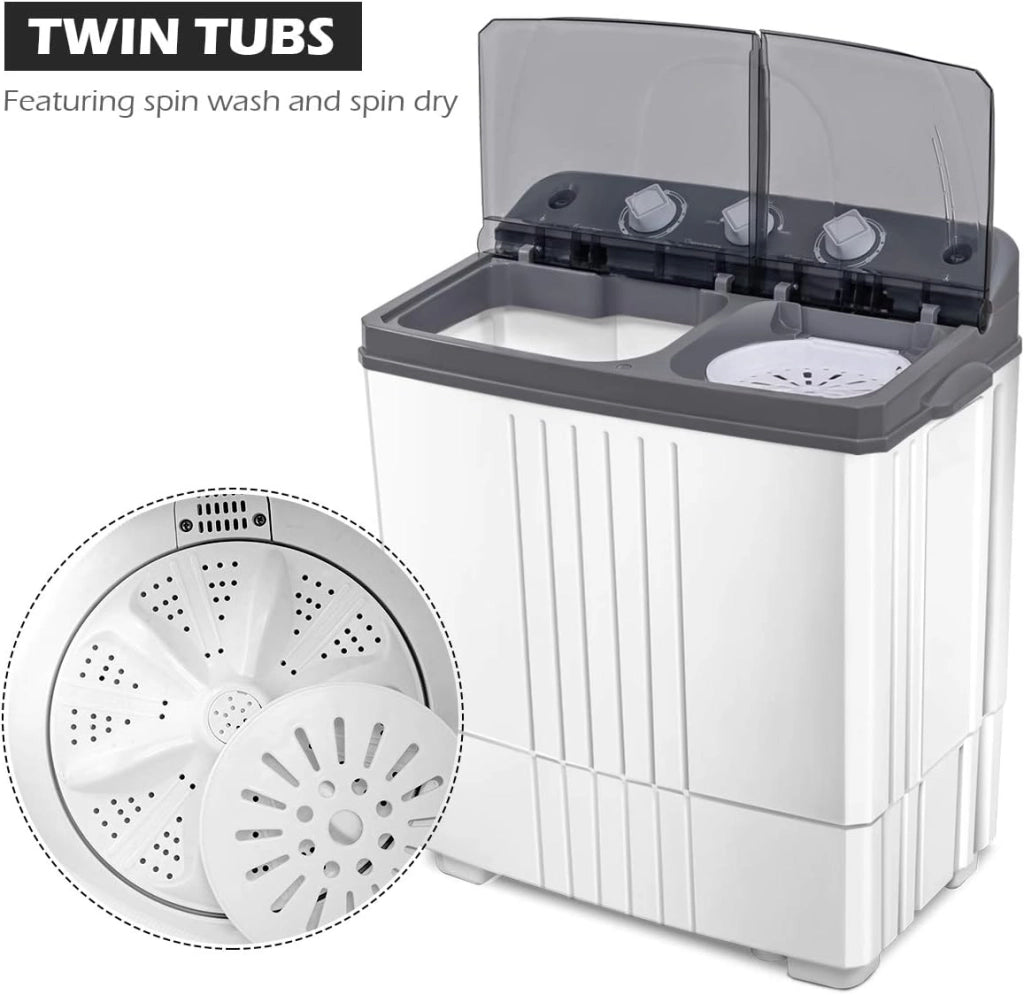 Mini portatile compatto doppia vasca lavatrice lavatrice Spagna Spinner 16lbs- grigio + bianco 16lbs- grigio + bianco