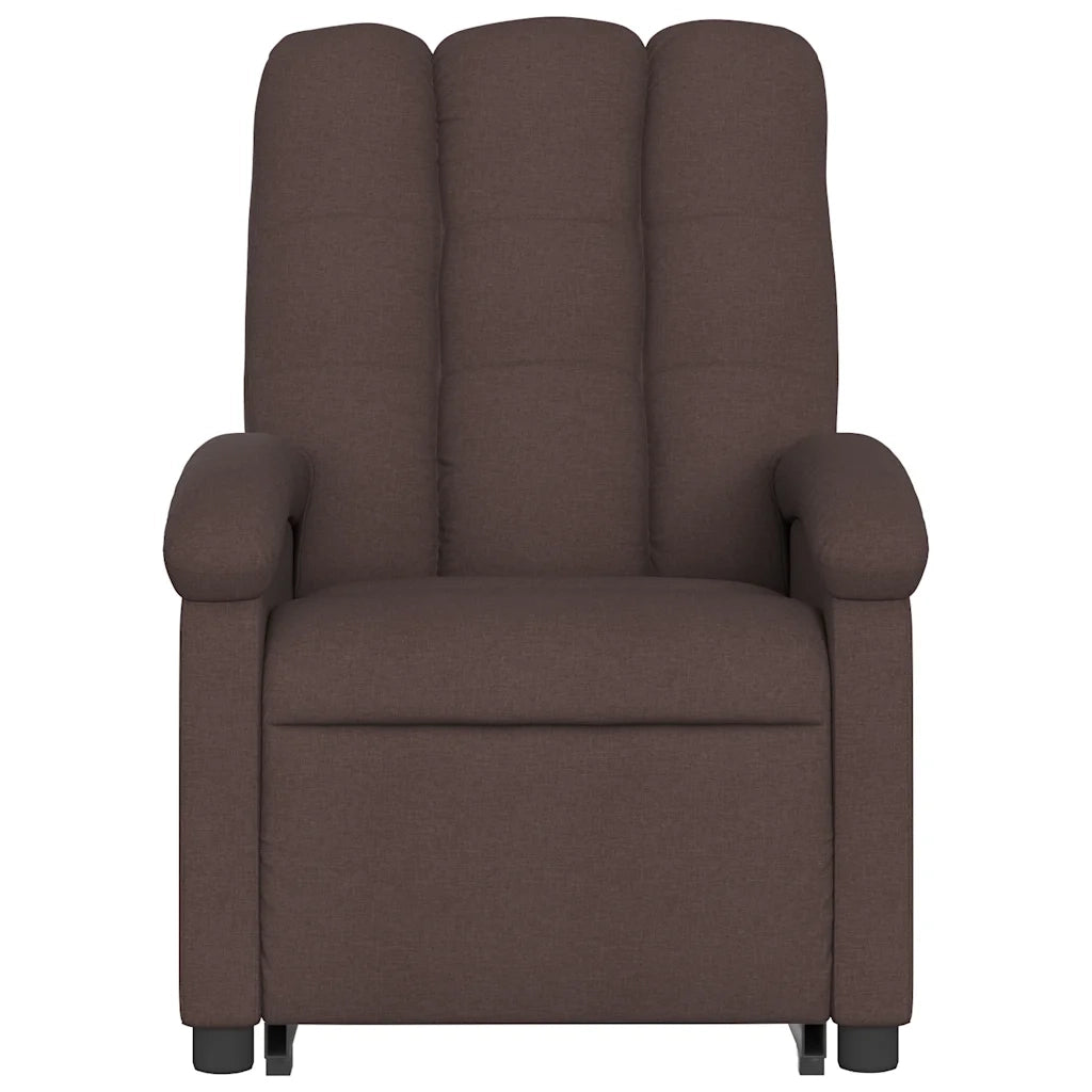 Poltrona | Sedia Relax Alzapersona Massaggi Reclinabile Marrone Scuro Tessuto
