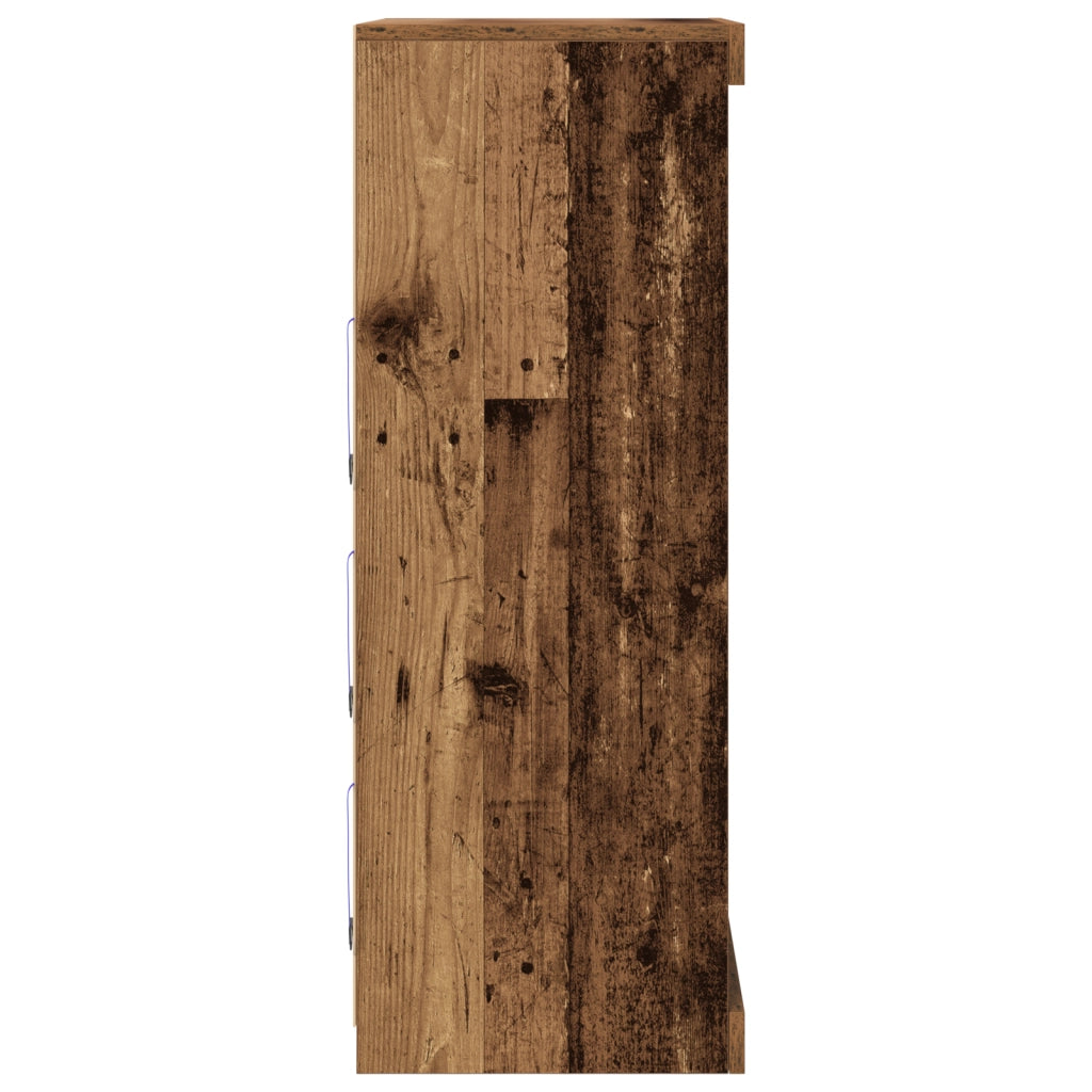 Mobile TV  con luci LED in legno vecchio 60,5x37x100 cm