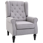 EasyComfort Poltrona Grigia in Stile Francese con Ampia Seduta, Gambe rivestite in Legno e Cuscini Sfoderabili