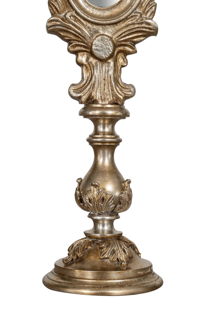 Biscottini SPECCHIERA DA APPOGGIO IN LEGNO FINITURA FOGLIA ARGENTO ANTICATO MADE IN ITALY