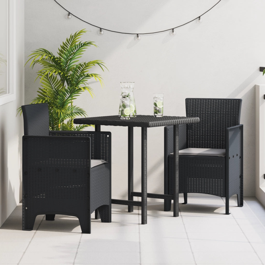 Sedie da giardino con cuscini 2 pz Antracite Polirattan