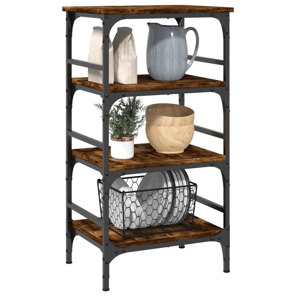 Carrello da Cucina-Scaffale per Cucina Rovere Fumo 45x35x89,5 cm Legno Multistrato