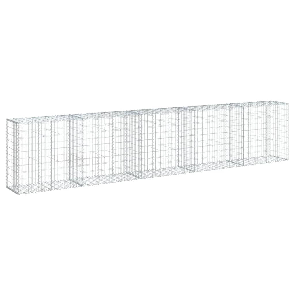 Gabbione recinto a gabbia muro di contenimento con coperchio 500 x 50 x 100 cm ferro zincato argento 02_0040173
