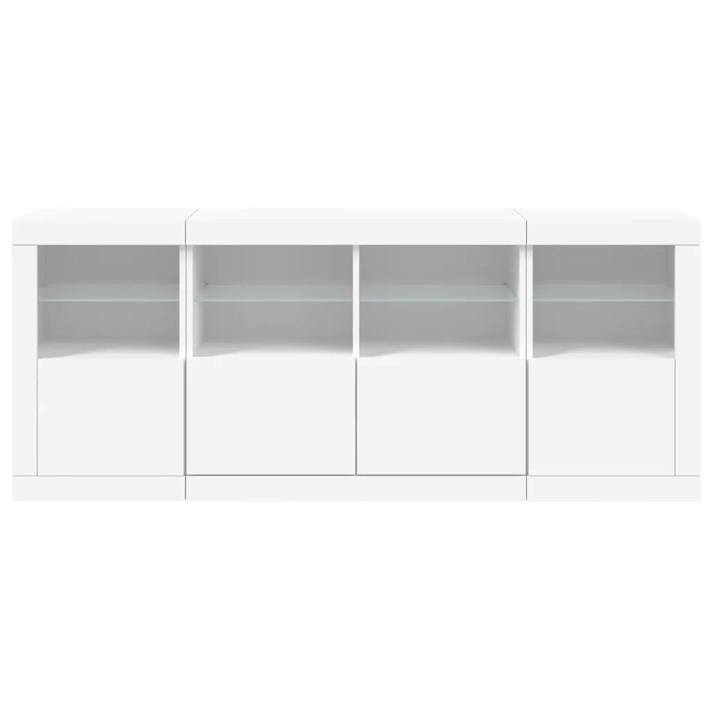 Credenza con Luci LED-Buffet-Armadio da cucina Bianca 163x37x67 cm