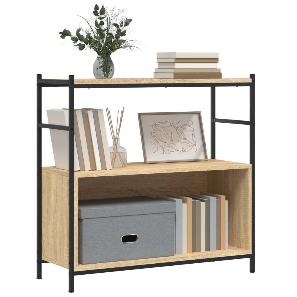 Libreria-Scaffale per Libri-Mobile di Stoccaggio Rovere Sonoma 80x30x78,5 cm Legno Multistrato e Ferro