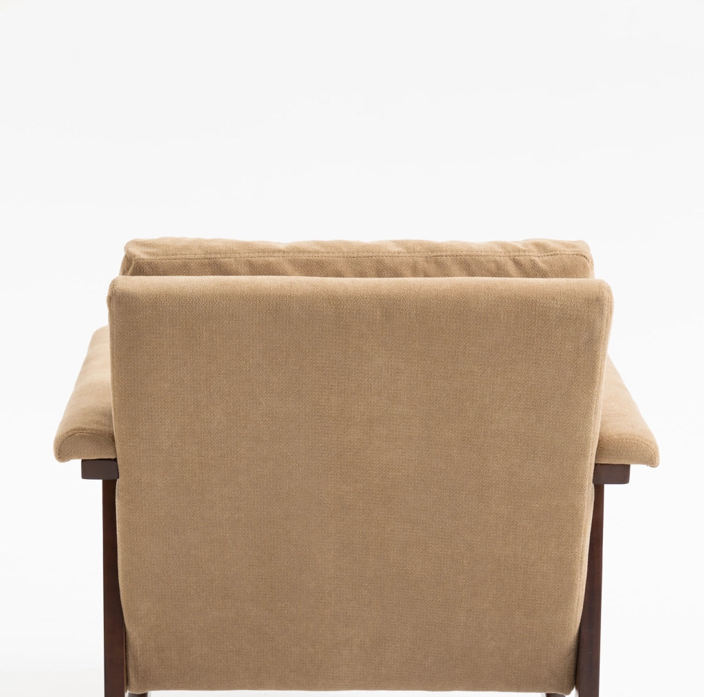 Poltrona a dondolo 83x73x80 cm in velluto marrone chiaro per lettura e relax