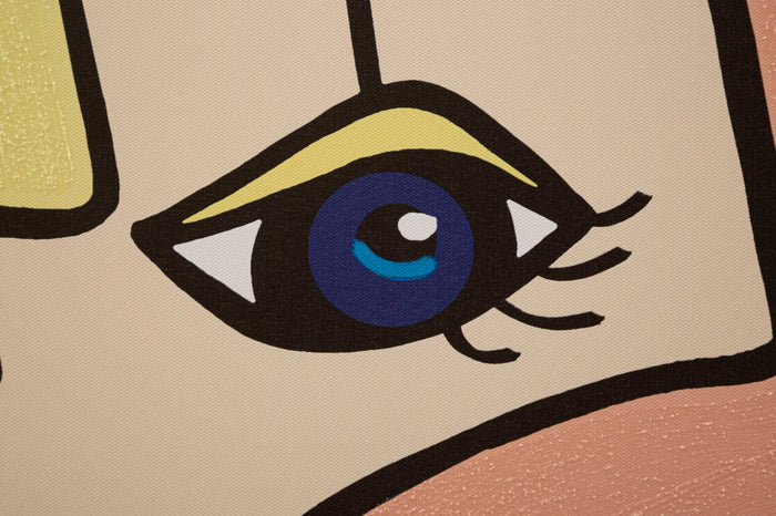 Stampa Dipinta Faces New 2 60x3x90 cm in Legno e Tessuto