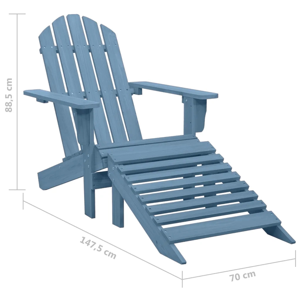 Sedia Giardino Adirondack con Ottomana Massello di Abete Blu 315865