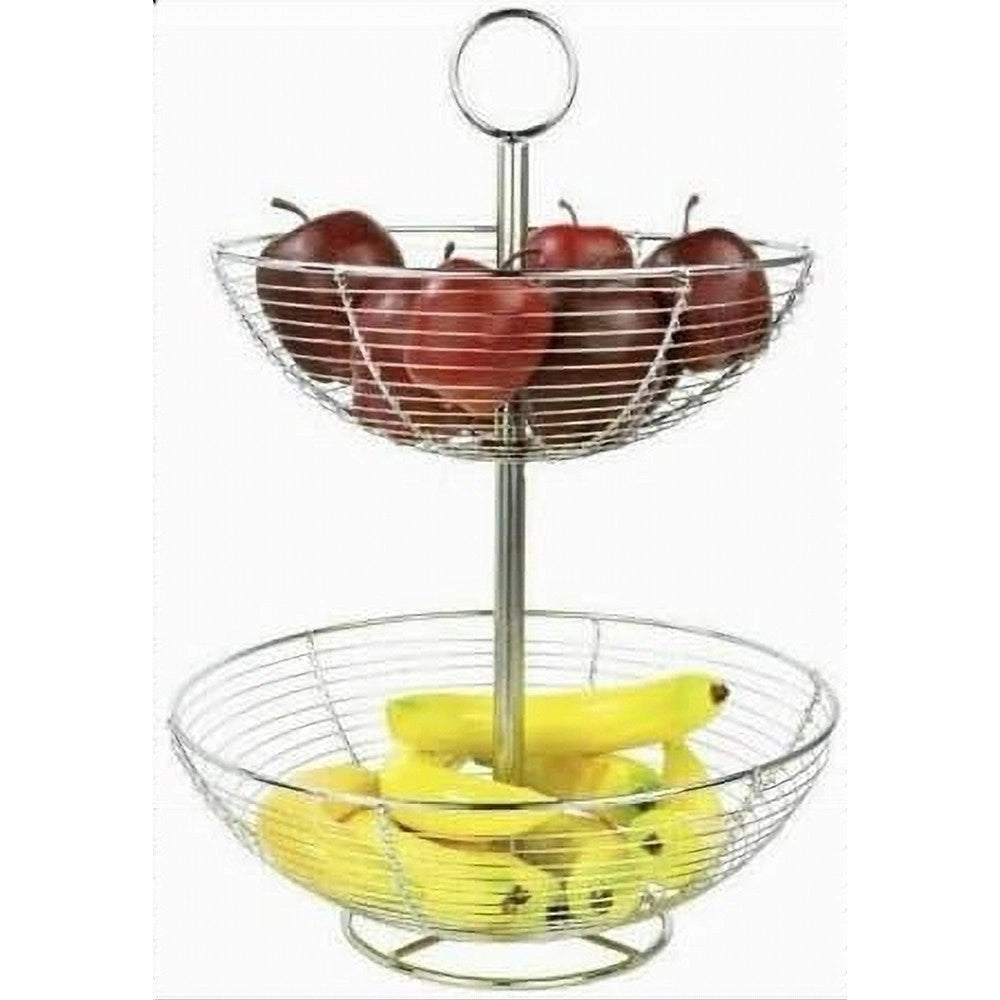 Trade Shop - Ciotola Cesto Frutta Ellisse Supporto Casa Tavolo Da Pranzo Accessori 2 Livelli -