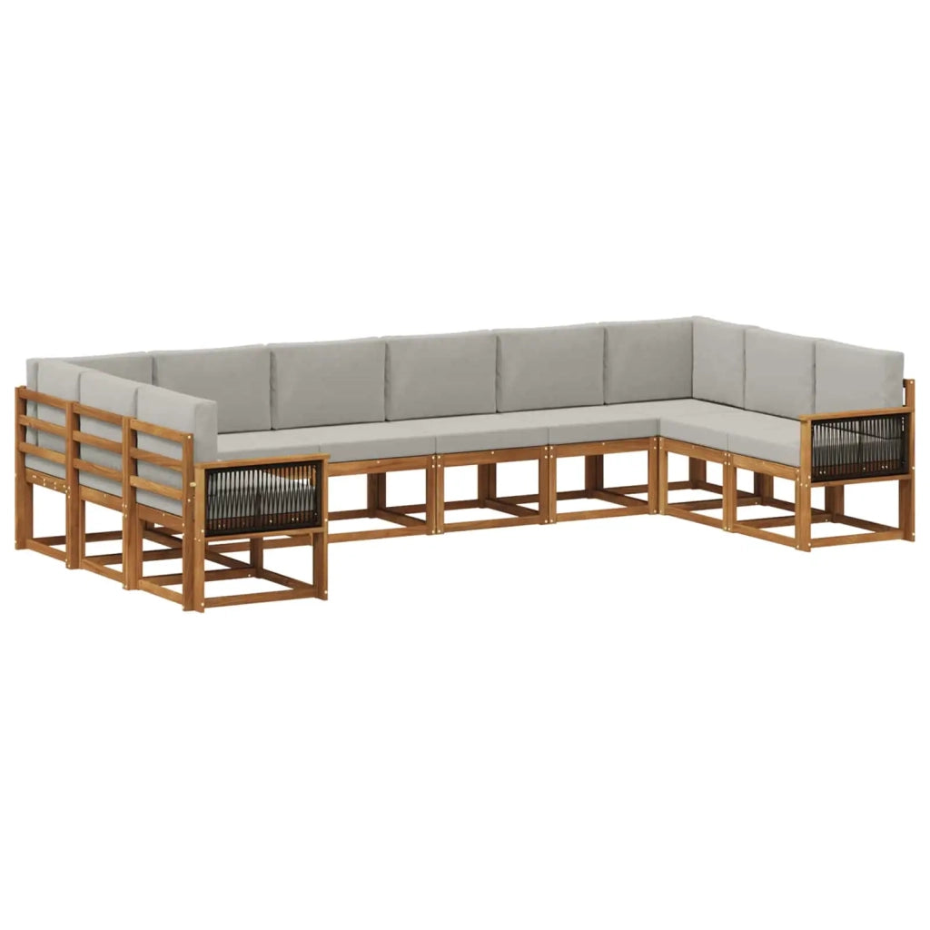 Set di divani da esterno 10 pcs Naturale e Grigio Chiaro 3385572