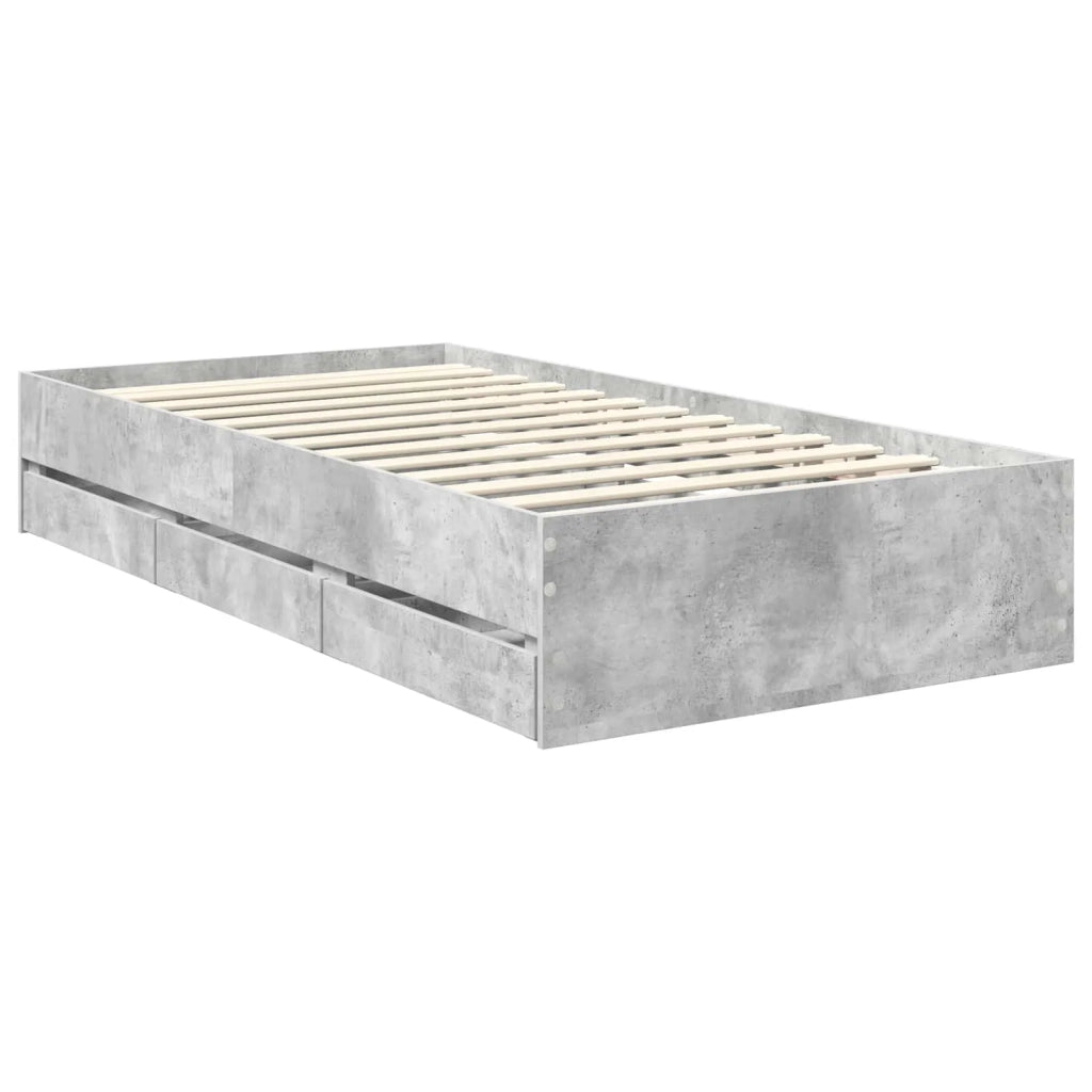 Struttura del letto con cassetto Grigio cemento 90 x 190 cm