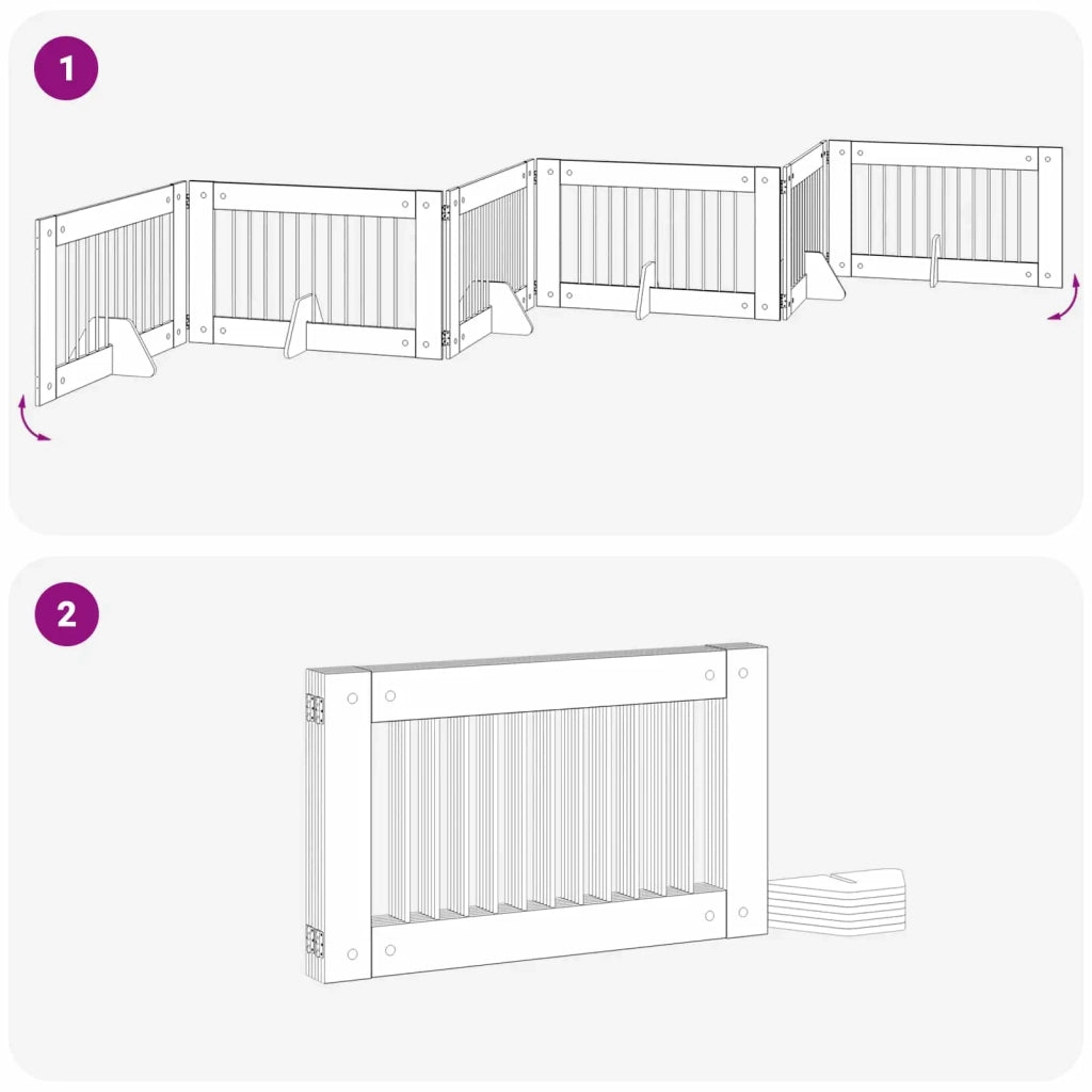 Cancello per cani con supporti 6 pz Legno antico 100 x 60 cm CFW6683708