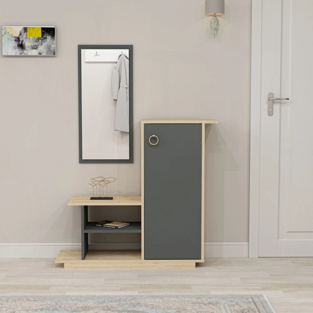 Nibbiola, Mobile da Ingresso Specchio Incluso, 80x30x90h cm Marrone Rovere