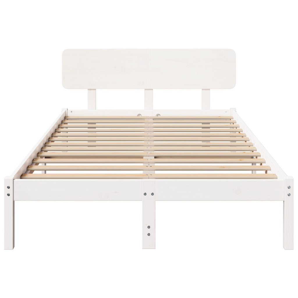 Struttura Letto con testiera Bianco 135x190 cm Legno massello di pino