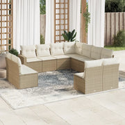 Set Divani da Giardino 11 pz con Cuscini Beige in Polyrattan 3251465