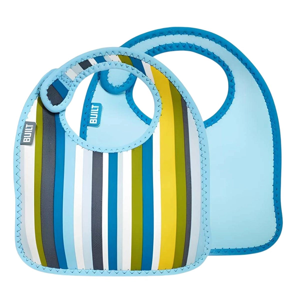 Lotto 2 Bavaglini per Bambino Serie Mess Mate in Neoprene Impermeabile Blu Built