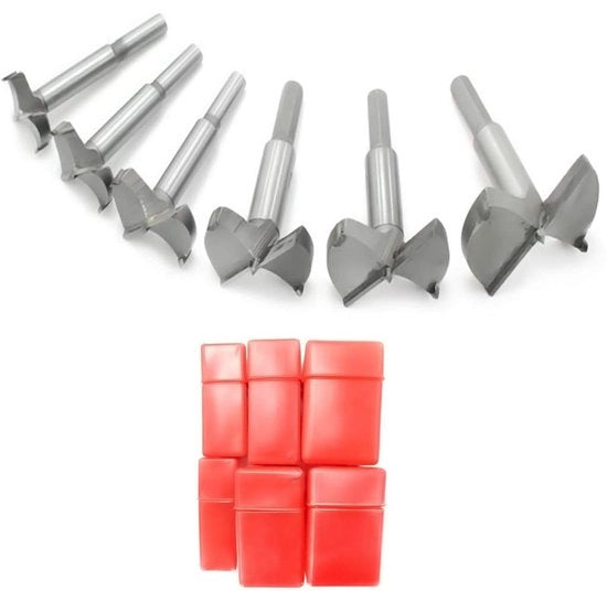 Set di Forstner per legno - Precisione alta - 30-60mm - Acciaio tungsteno - Adatto per diverse trapani - 6 pezzi
