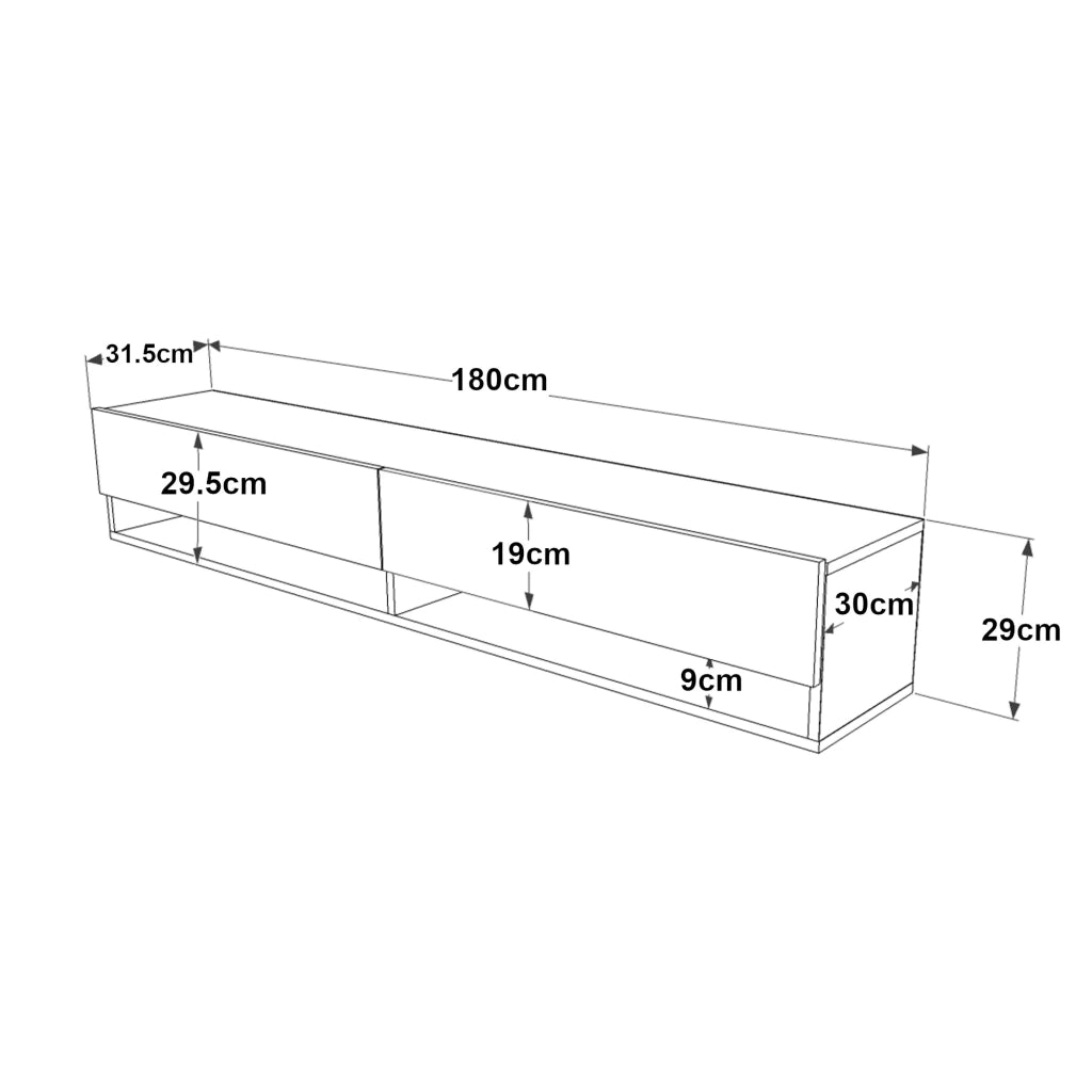 Mobile porta TV con 2 ante 29,5 x 180 x 31,5 cm nero 03_0007777