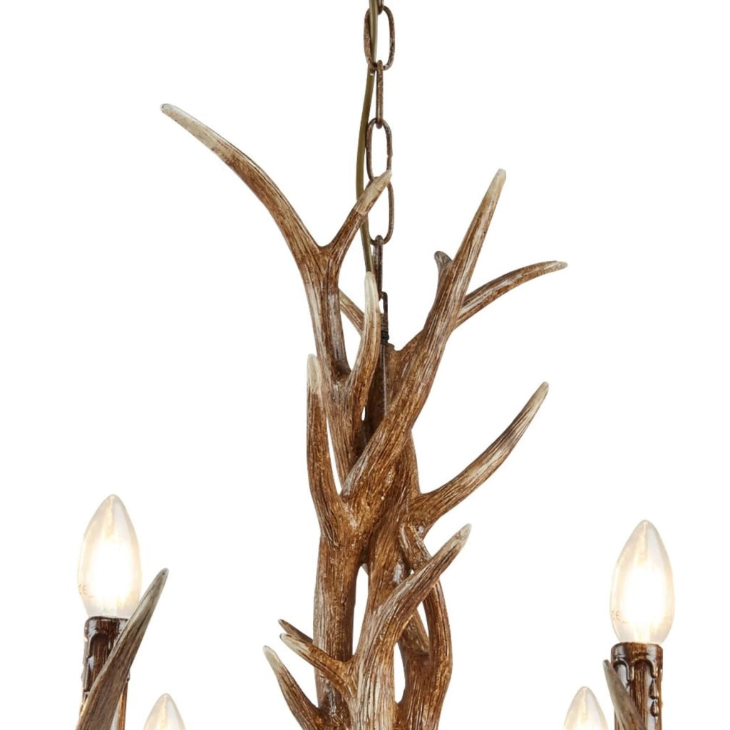 Lampadario Industrial-Nordico Stag Policarbonato Marrone 6 Luci E14