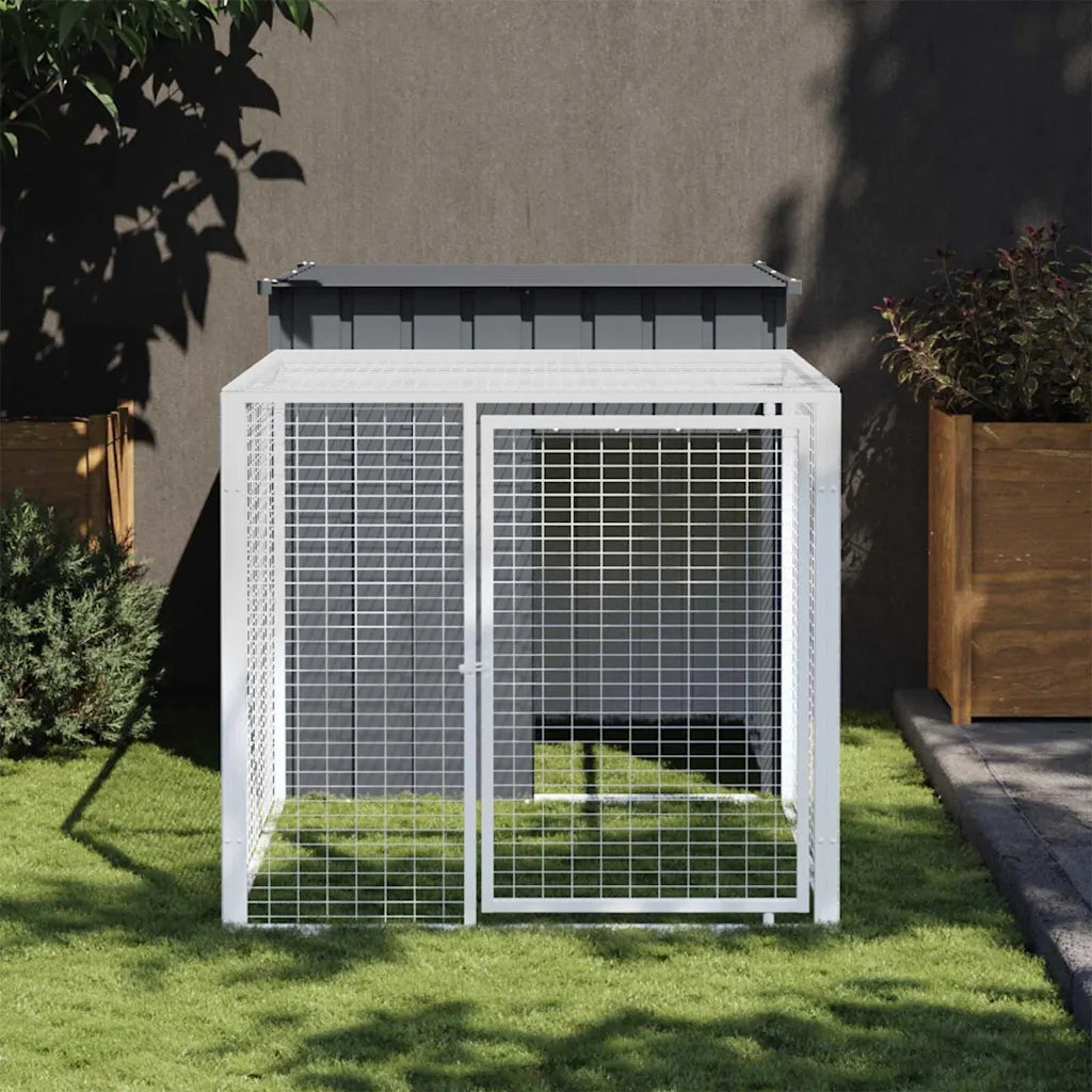 Gabbia per polli con recinto antracite 110x201x110 cm in acciaio zincato 172359