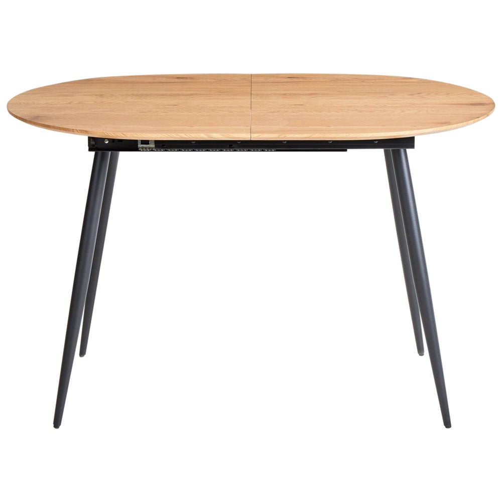 Tavolo per Sala da pranzo Piano in MDF marrone chiaro allungabile Gambe in metallo Stile industriale moderno