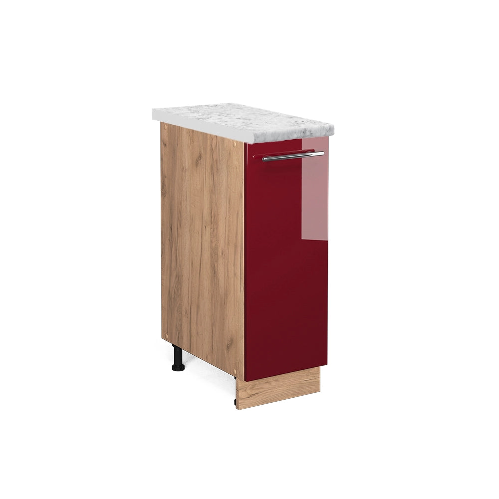 Armadio cucina dispensa alto Fame-Line Bordeaux lucido/Rovere dorato 30 cm, PL Marmo Vicco