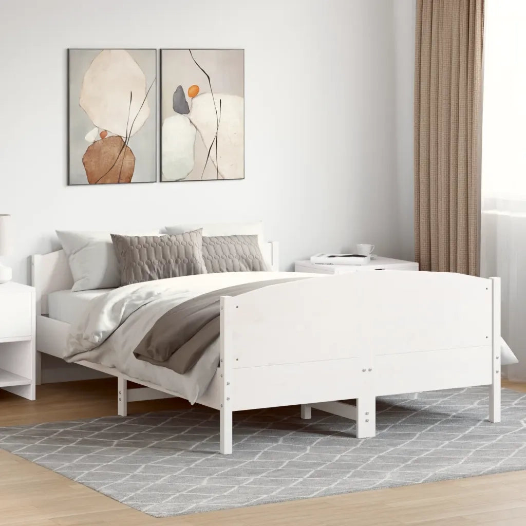 Giroletto con Testiera Bianco 120x200 cm Legno Massello di Pinocod mxl 87353