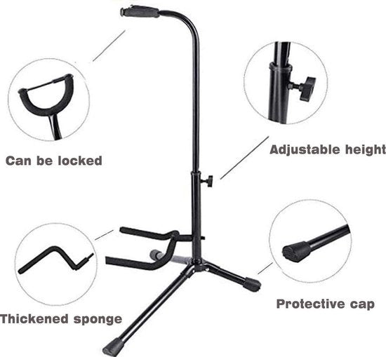 Sostegno per chitarra - standarizzabile per chitarre classiche - acustiche e elettriche e bassi - ponte di supporto per strumenti musicali - 1 chitarra 2 pezzi