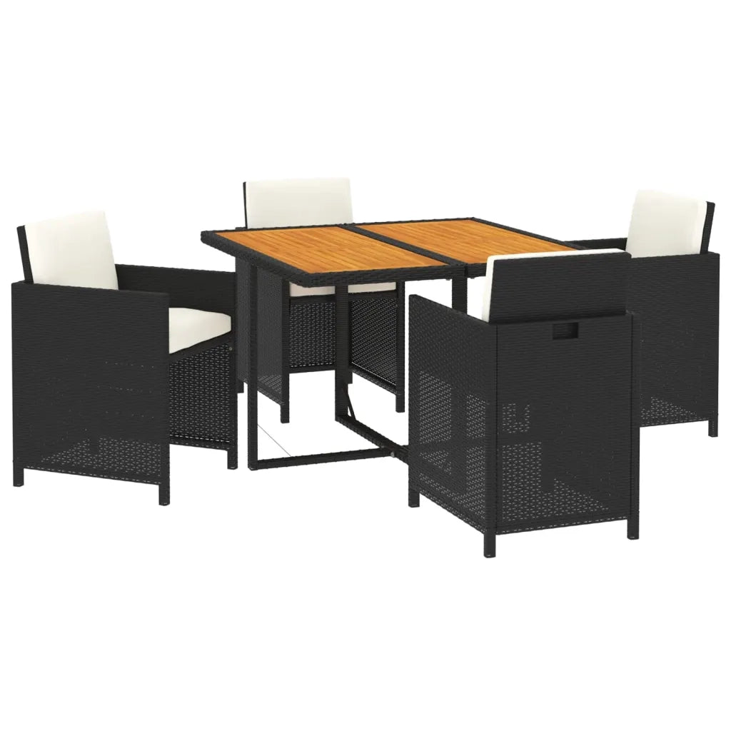 Set da Pranzo per Giardino 5 pz con Cuscini in Polyrattan Nero cod mxl 44910
