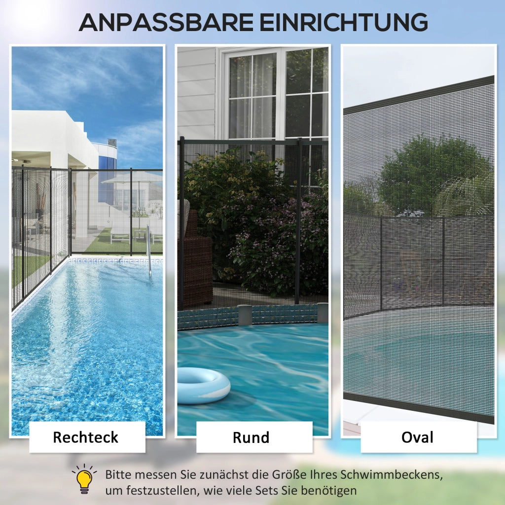 Recinto di sicurezza per piscina, 4 pezzi, alluminio e textilene, 126x365 cm, nero ¨C zephmum