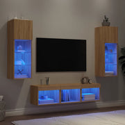 Mobili TV a Muro con LED 5pz-Set di 5 Credenza per TV sospesa Rovere Sonoma Legno Multistrato 108256