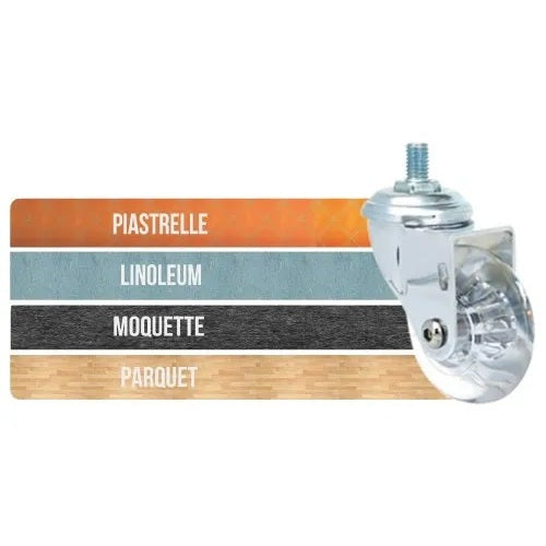 RUOTA TRASPARENTE D.50MM CON PERNO M8X15