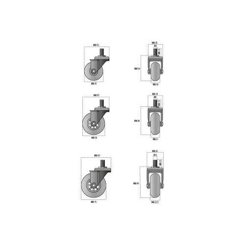 RUOTA TRASPARENTE D.50MM CON PERNO M8X15