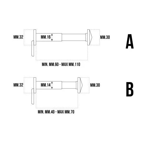 SPIONCINO DIAMETRO 16MM PER PORTE DA 60 A 110 SATI