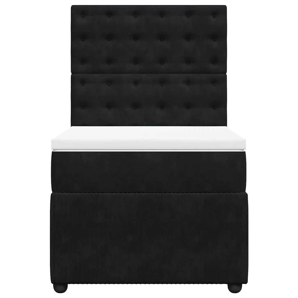 vidaXL Giroletto a Molle con Materasso Nero 90x200 cm in Velluto