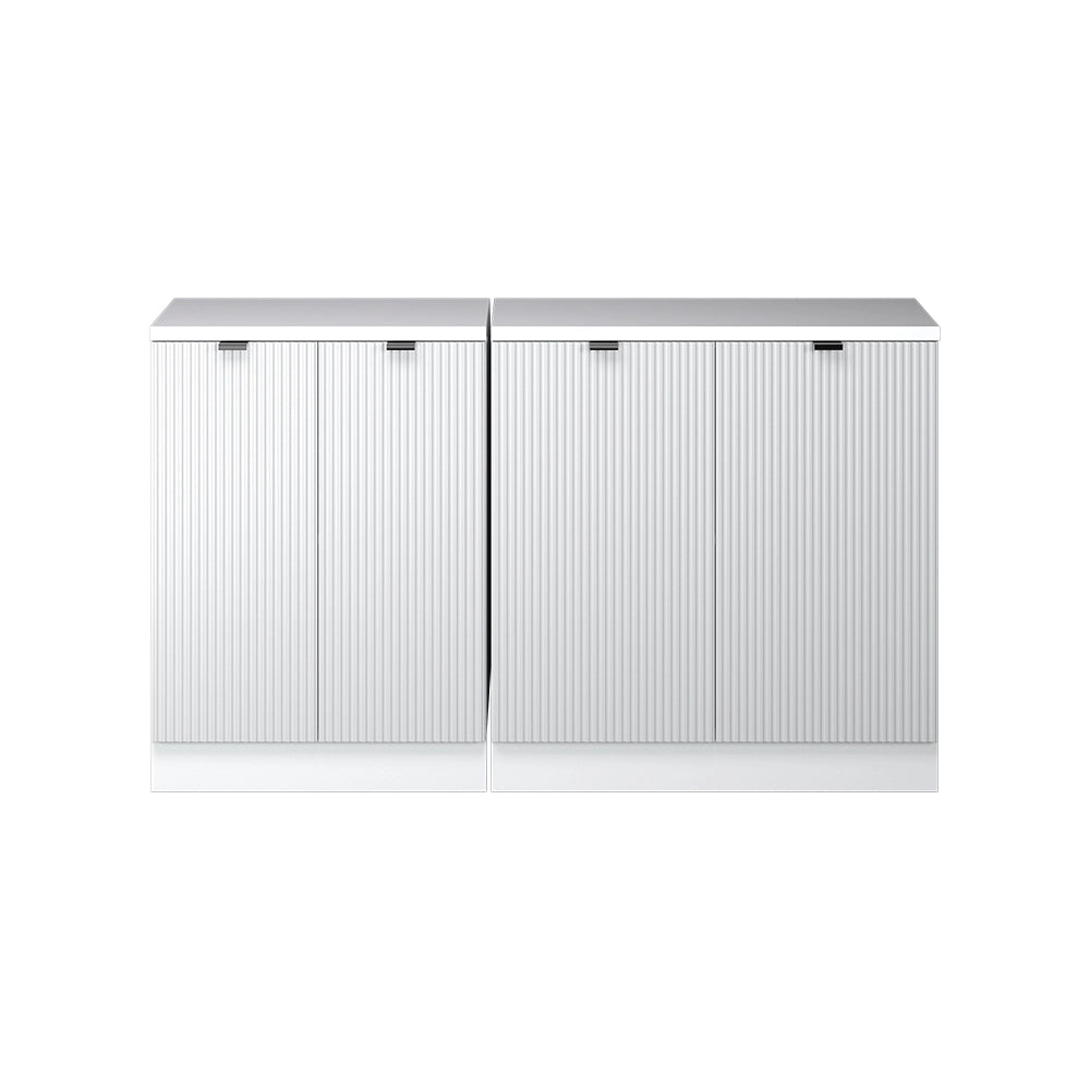 Set di mobili sottotetto Rion Ondulazione bianca/Bianco 140 cm Set di 2 carcasse armadio profondità 60 cm Vicco