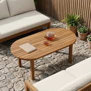 Piano del tavolo 90 x 45 x 3,5 cm Ovale Legno di teak solido 42033161