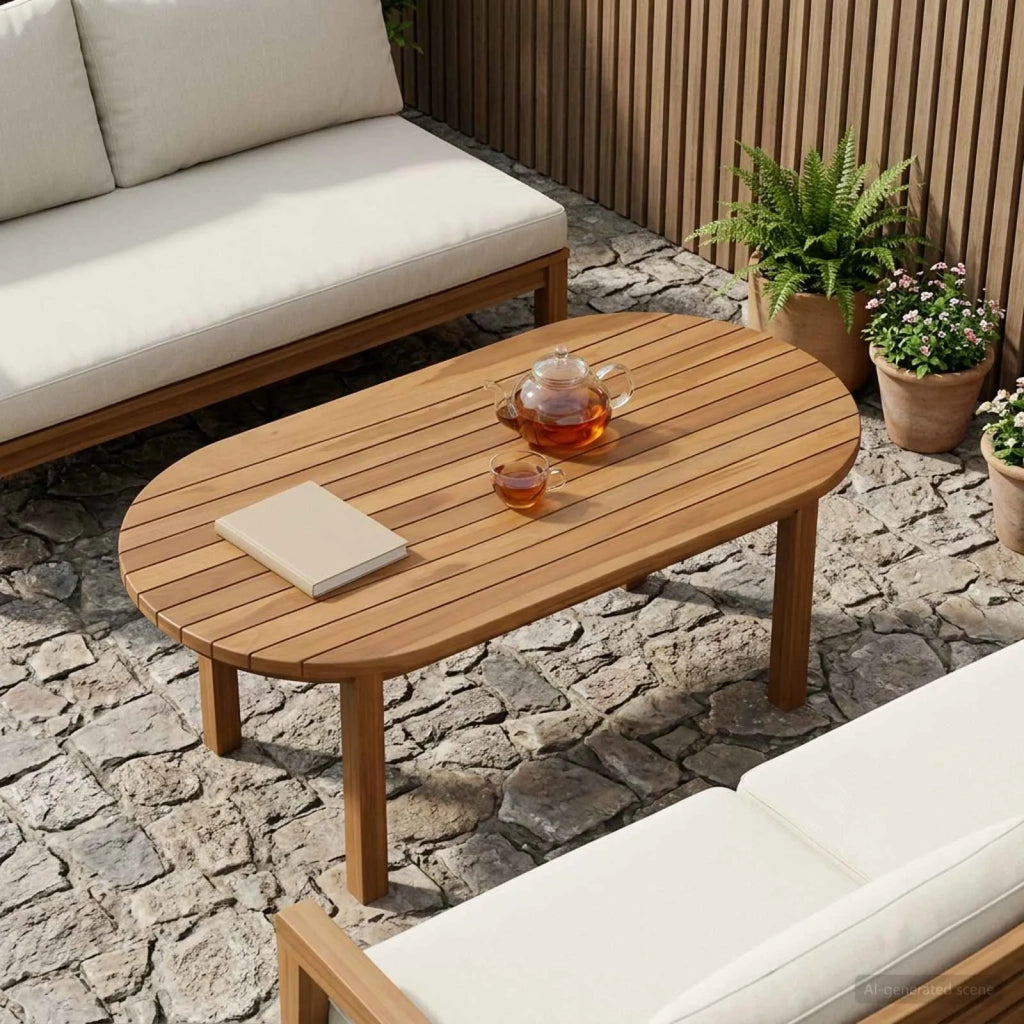 Piano del tavolo 90 x 45 x 3,5 cm Ovale Legno di teak solido 42033161