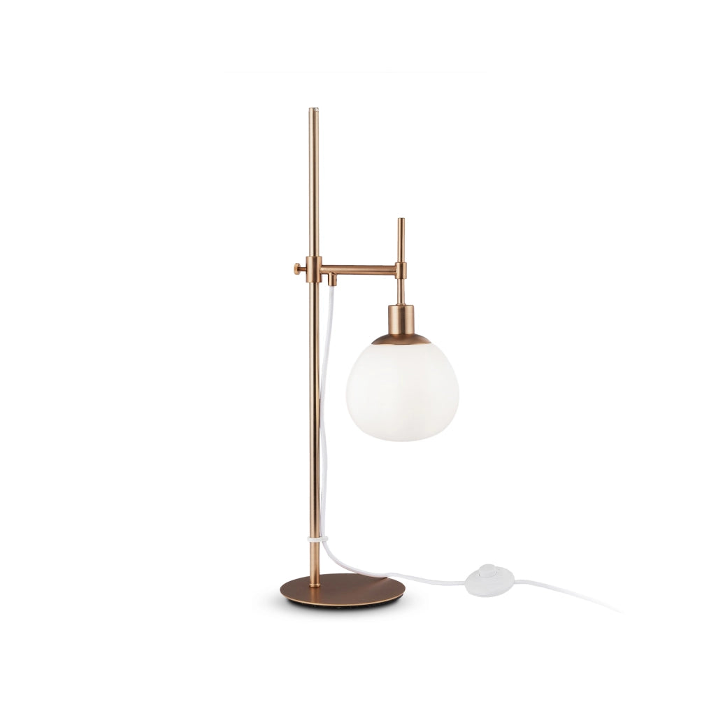 Maytoni Lampada da scrivania contemporanea Erich 1 luce E14 oro rosa metallo vetro diffusore bianco