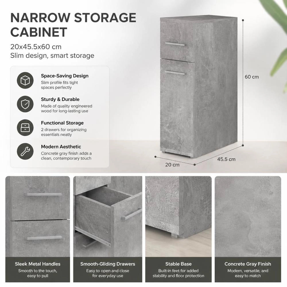 Apothecary Cabinet, Concrete Grey, 20x45.5x60 Cm, Wood-based Material