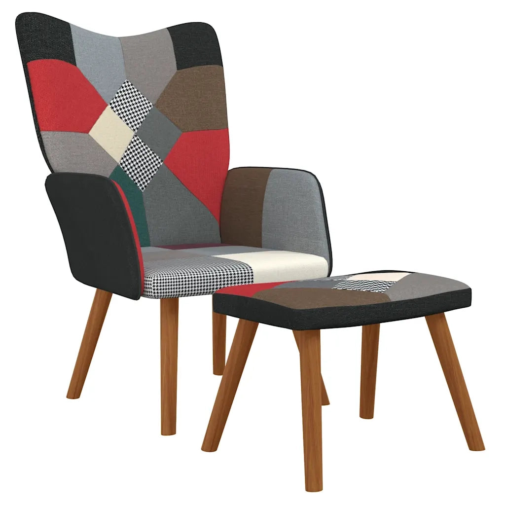 Poltrona Relax con Poggiapiedi in Tessuto Patchwork cod mxl 23015
