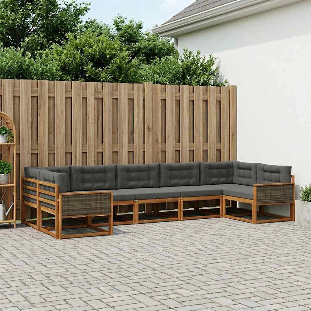 Set di divani da esterno 7 pz Naturale e Antracite 3382860