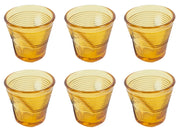 Set 6 Tazzine da Caffè Accartocciati Ø6,5 cm in Vetro Pressato Kaleidos Miele