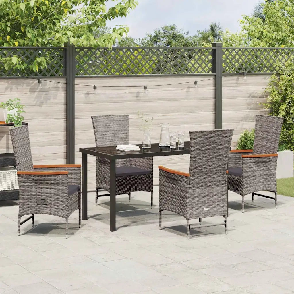 Set da Pranzo per Giardino con cuscino 5 pcs Grigio 3379438
