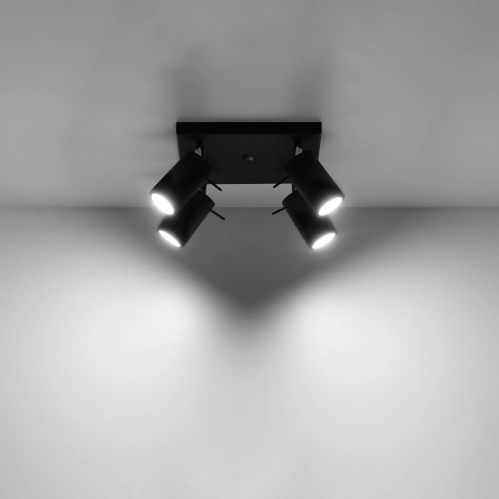 Plafoniera Pure Lume Torque 4xGU10 nera/cromo metallo