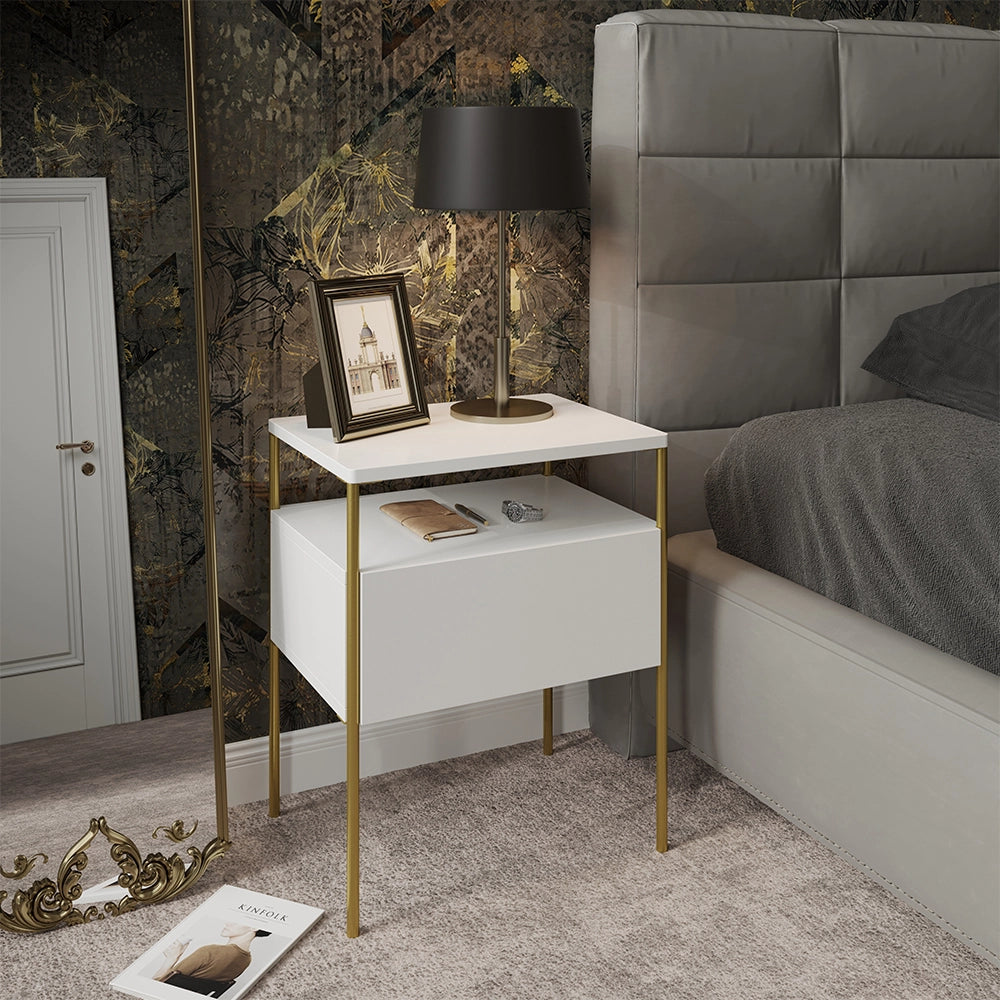 Vicco Comodino camera da letto Bianco/Oro 40 x 50 cm