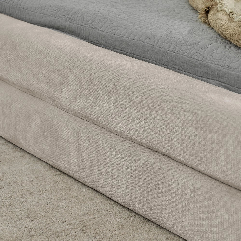 Letto Matrimoniale Imbottito ¨C MINIMAL ¨C Tessuto Chenille, Beige, 140x200