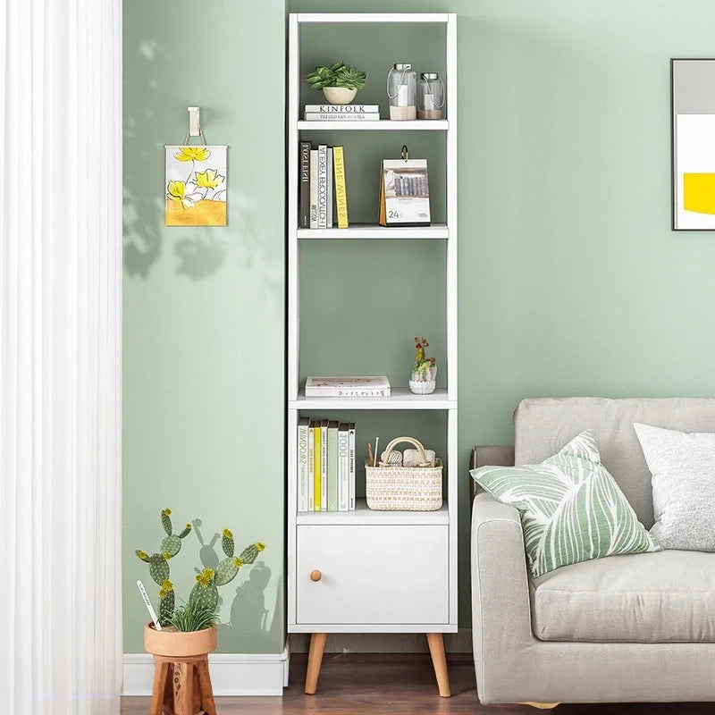 Scaffale bianco per libri Ripiani alti Colonna scandinava Armadio loft