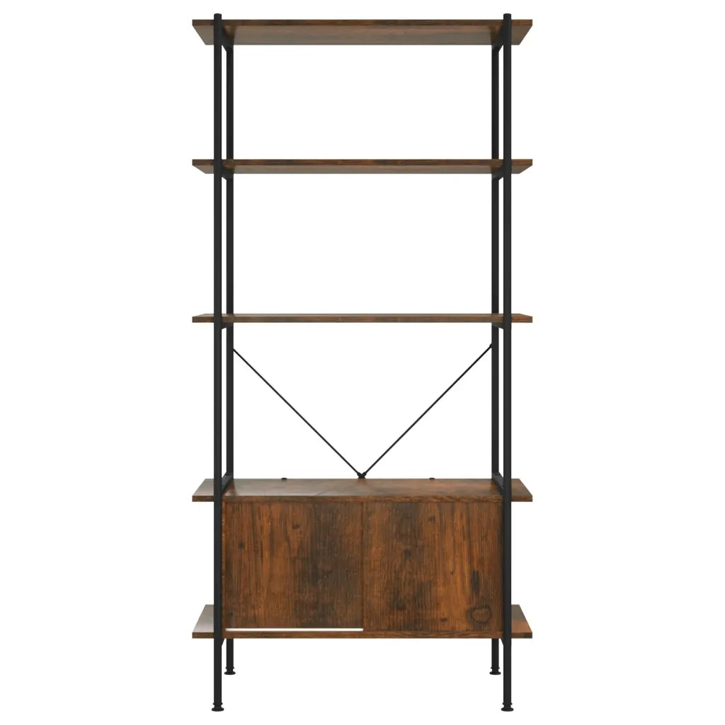Scaffalatura 5 Livelli con Mobile 80x40x163 cm Acciaio e Legno